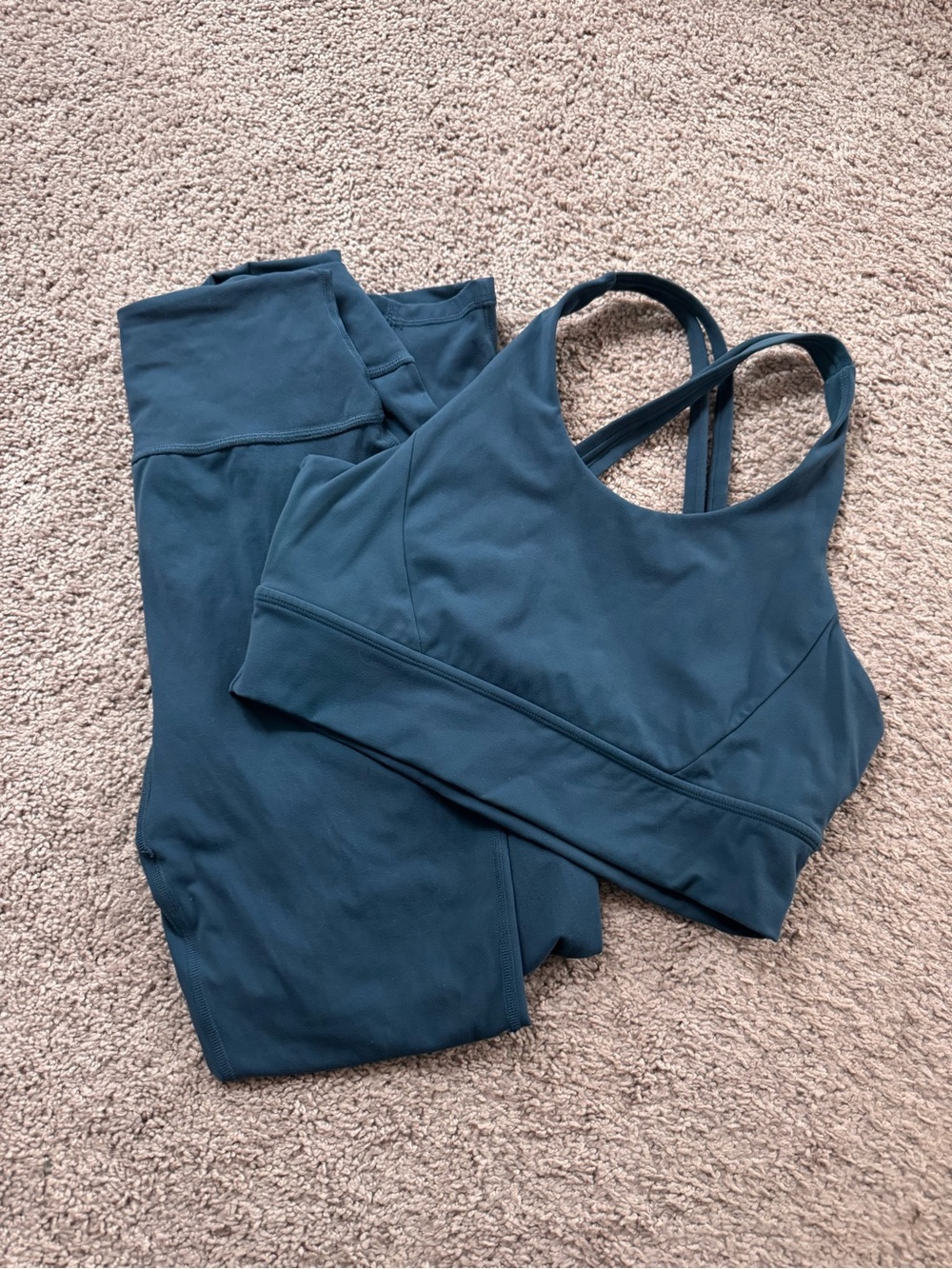 BuffBunny Teal Blue Leggings and Sports Bra Set